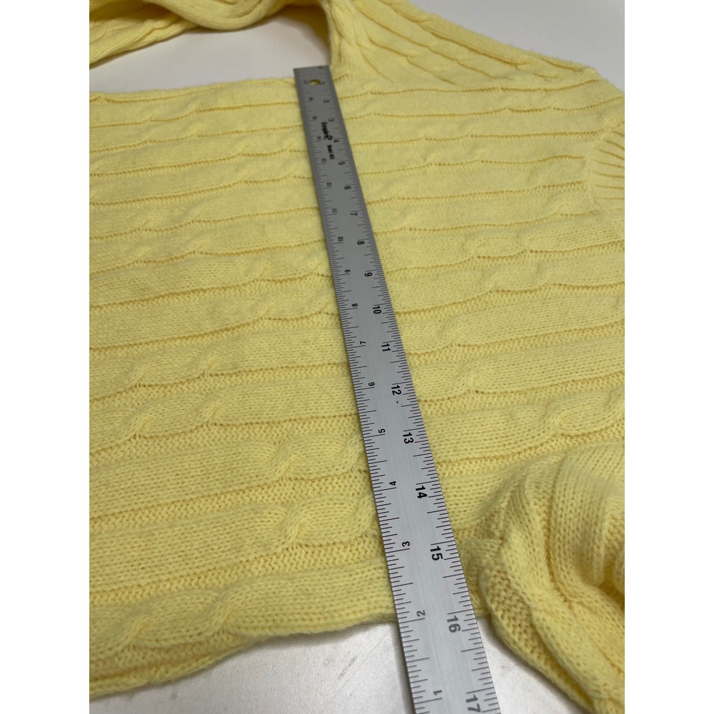 Pandora Lemon Yellow Fisherman Cable Knit Vintage‎ Sweater Chunky Preppy Cozy M - Picture 7 of 10